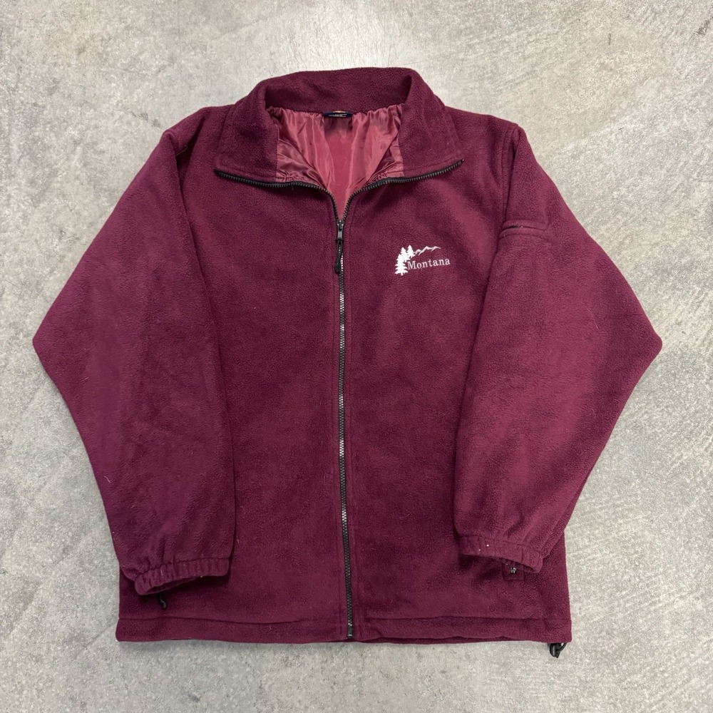 Vintage 90s Montana Fleece Jacket Tipsy Women's Large Burgundy Gorpcore Outdoor